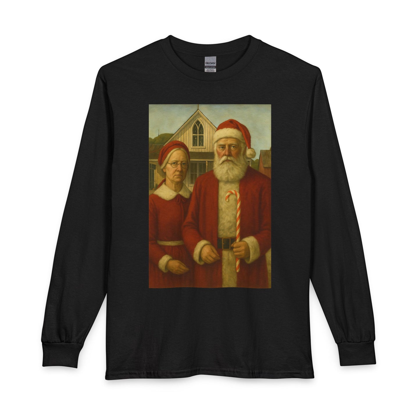 Vintage Santa and Mrs Claus Painting Long Sleeve Tee | Christmas Holiday Shirt