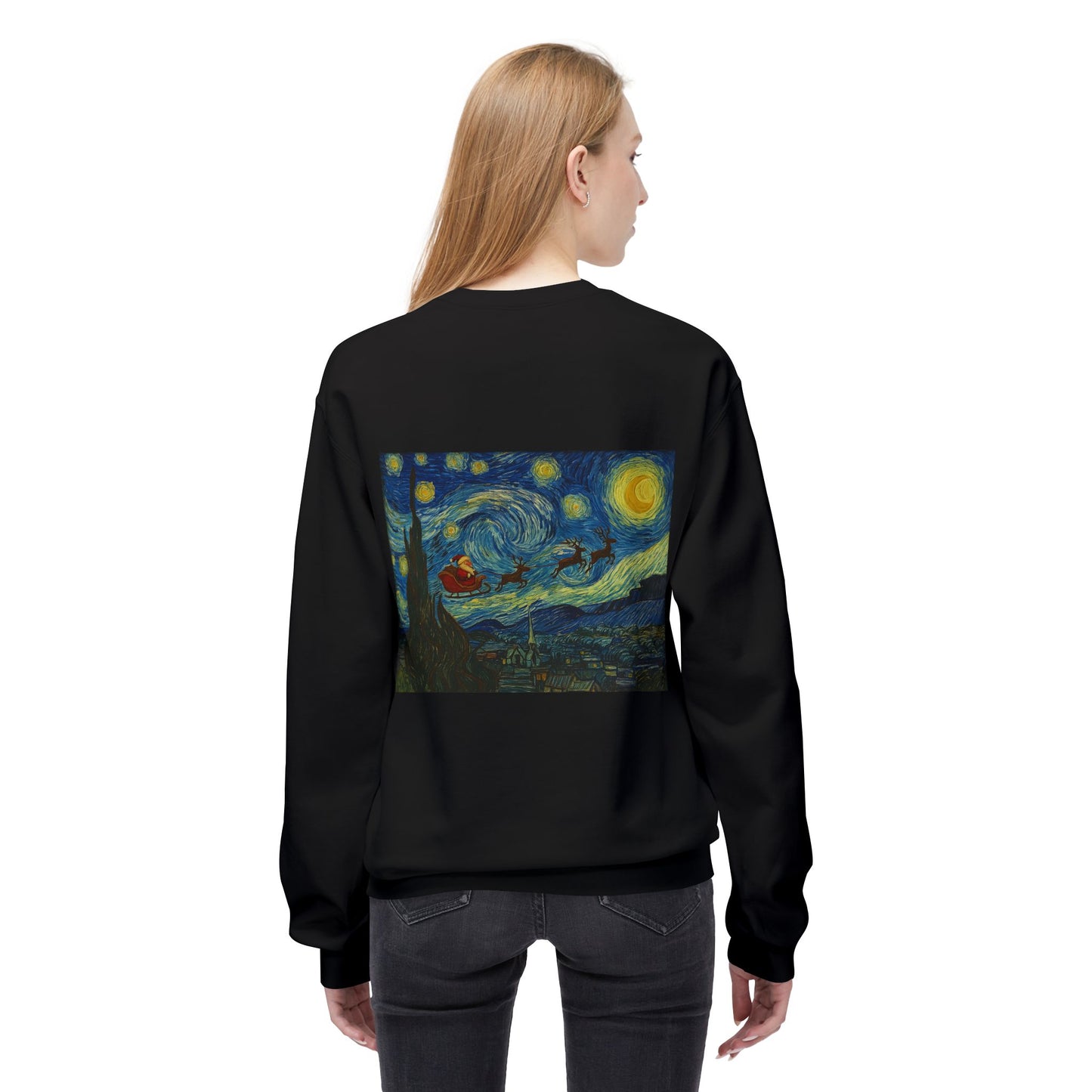 Starry Night Parody Crewneck Sweatshirt | Van Gogh Style Night Sky Print