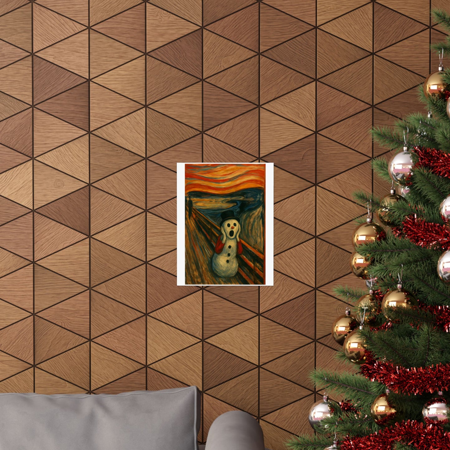 Screaming Snowman poster Matte Vertical Poster | Surreal Winter Art, Expressionist Print