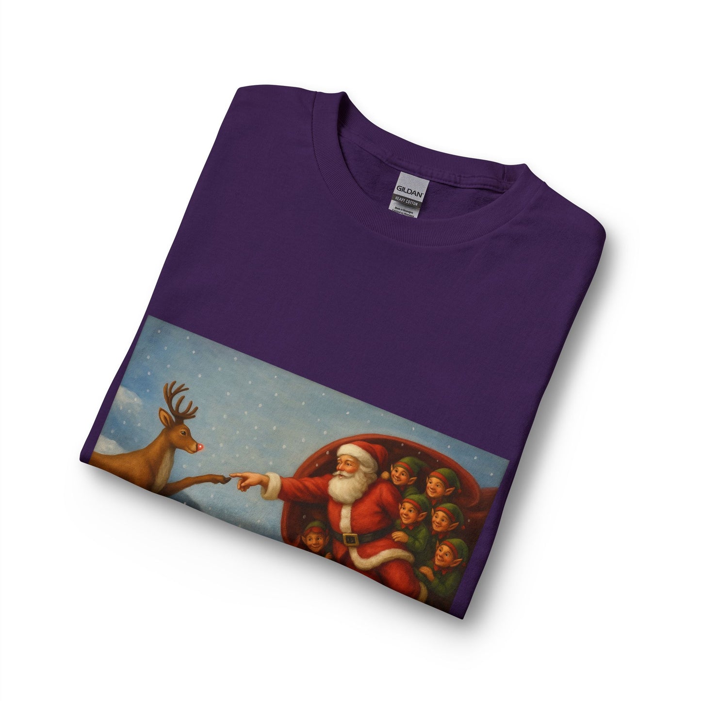 Santa Reaching for Reindeer Long Sleeve Shirt | Christmas Holiday Illustration