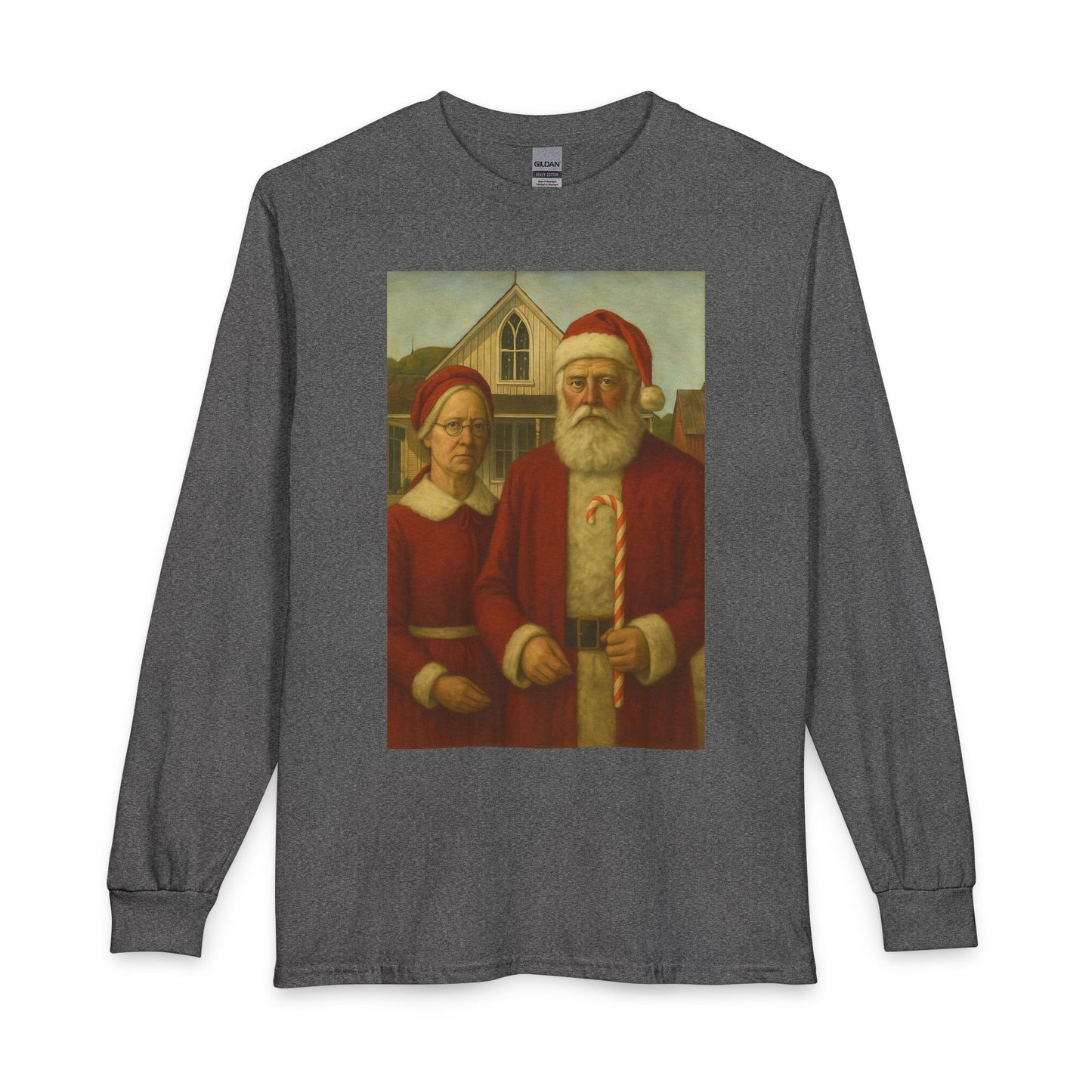 Vintage Santa and Mrs Claus Painting Long Sleeve Tee | Christmas Holiday Shirt