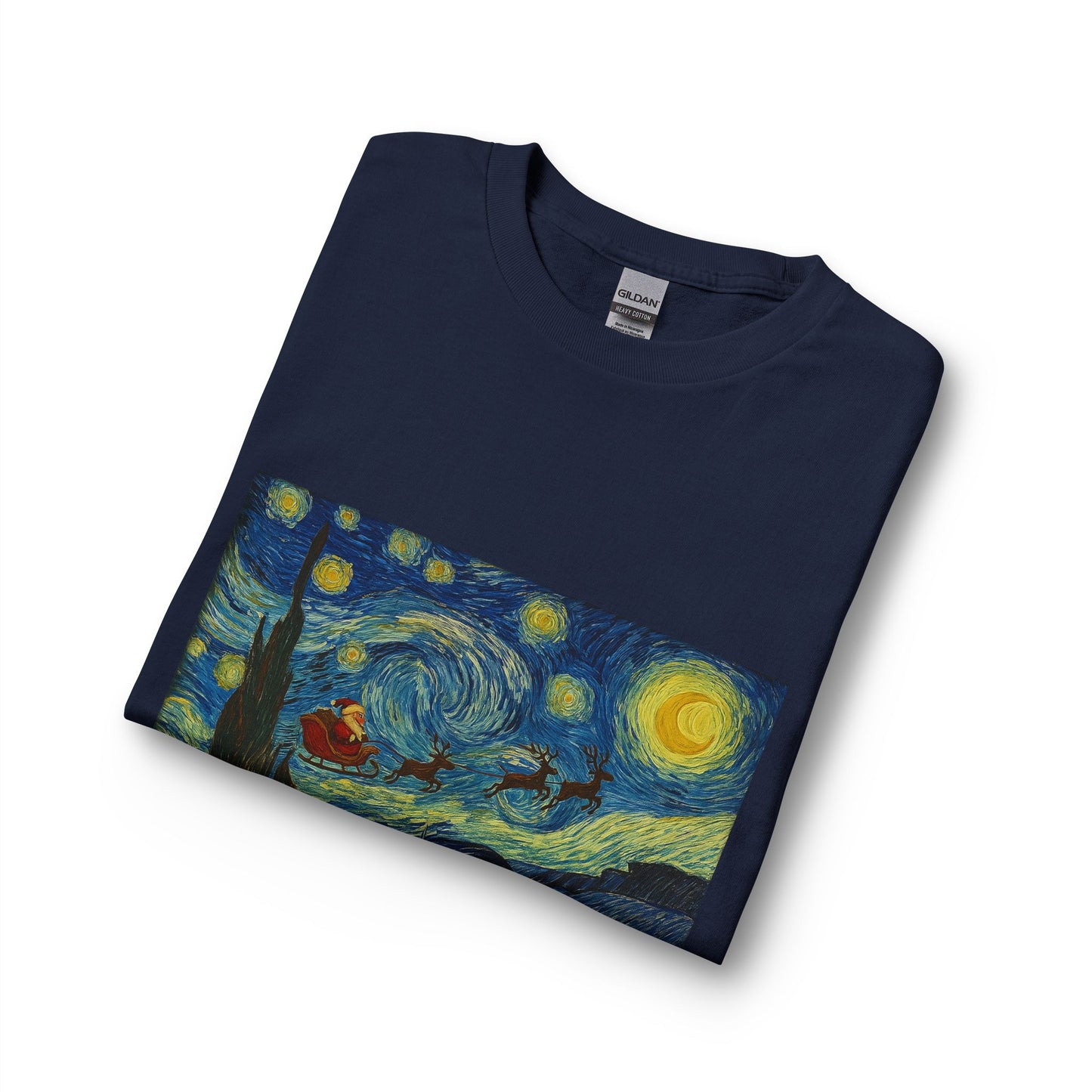 Starry Night Santa Long Sleeve T-Shirt | Van Gogh Style Christmas Artwork
