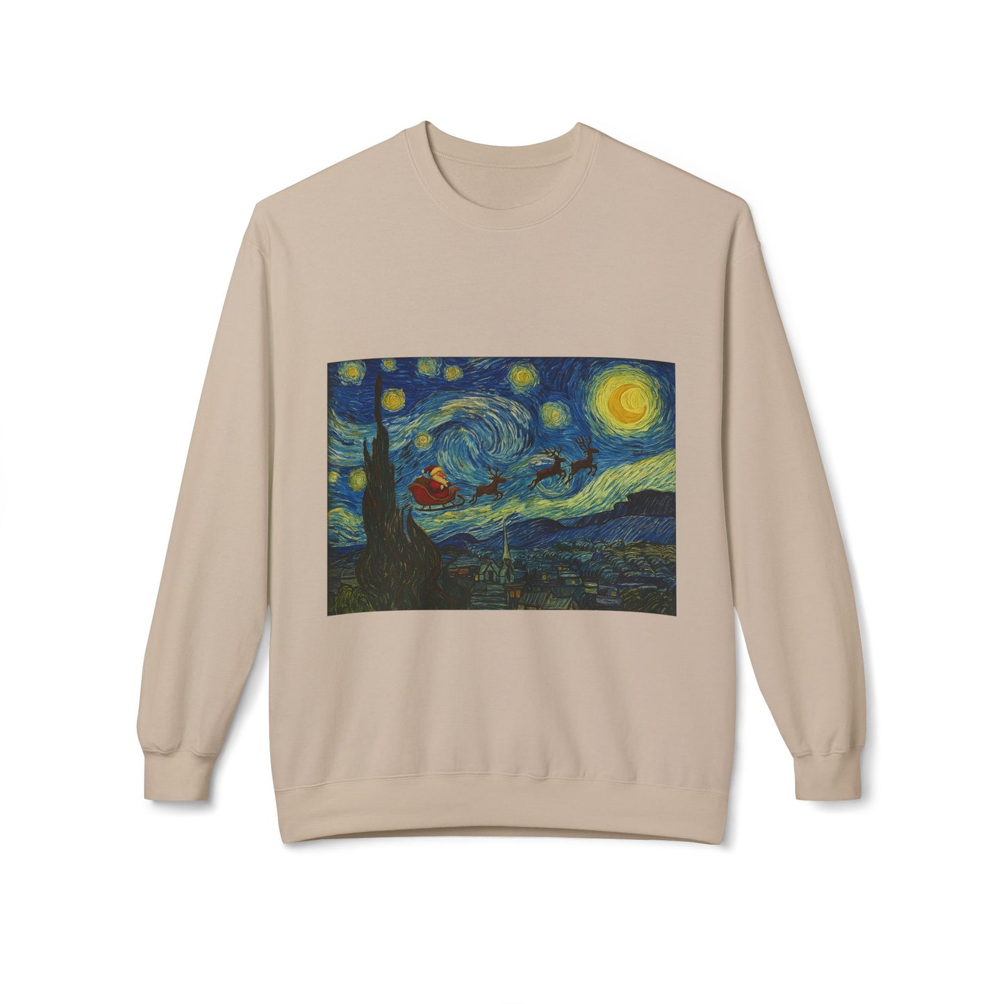 Starry Night Parody Crewneck Sweatshirt | Van Gogh Style Night Sky Print