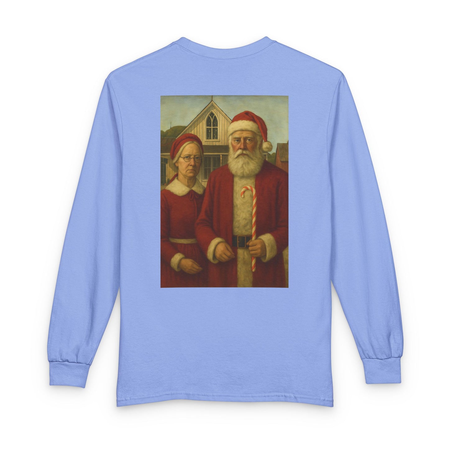 Vintage Santa and Mrs Claus Painting Long Sleeve Tee | Christmas Holiday Shirt