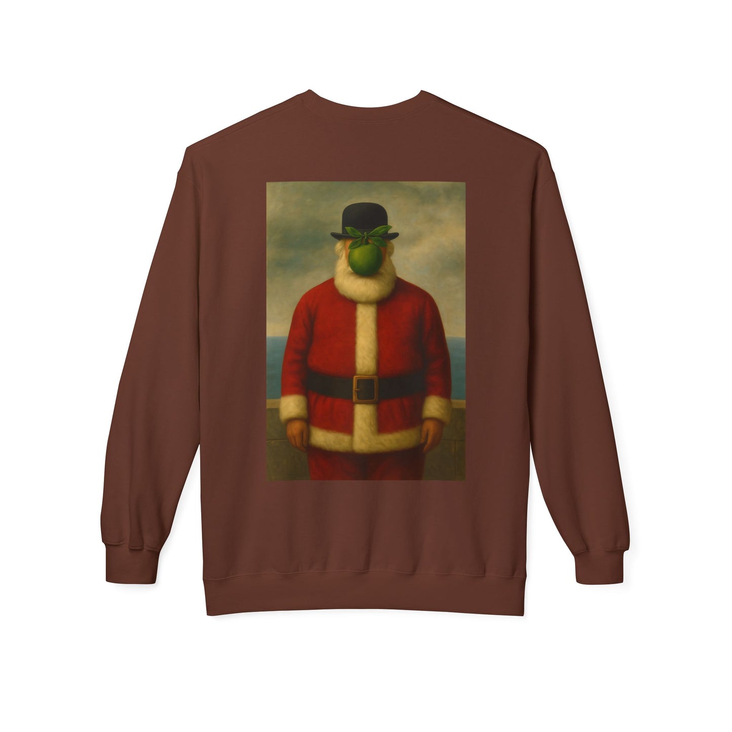 Surreal Pear Man Santa Sweatshirt | Holiday Art Hoodie-Style Crew