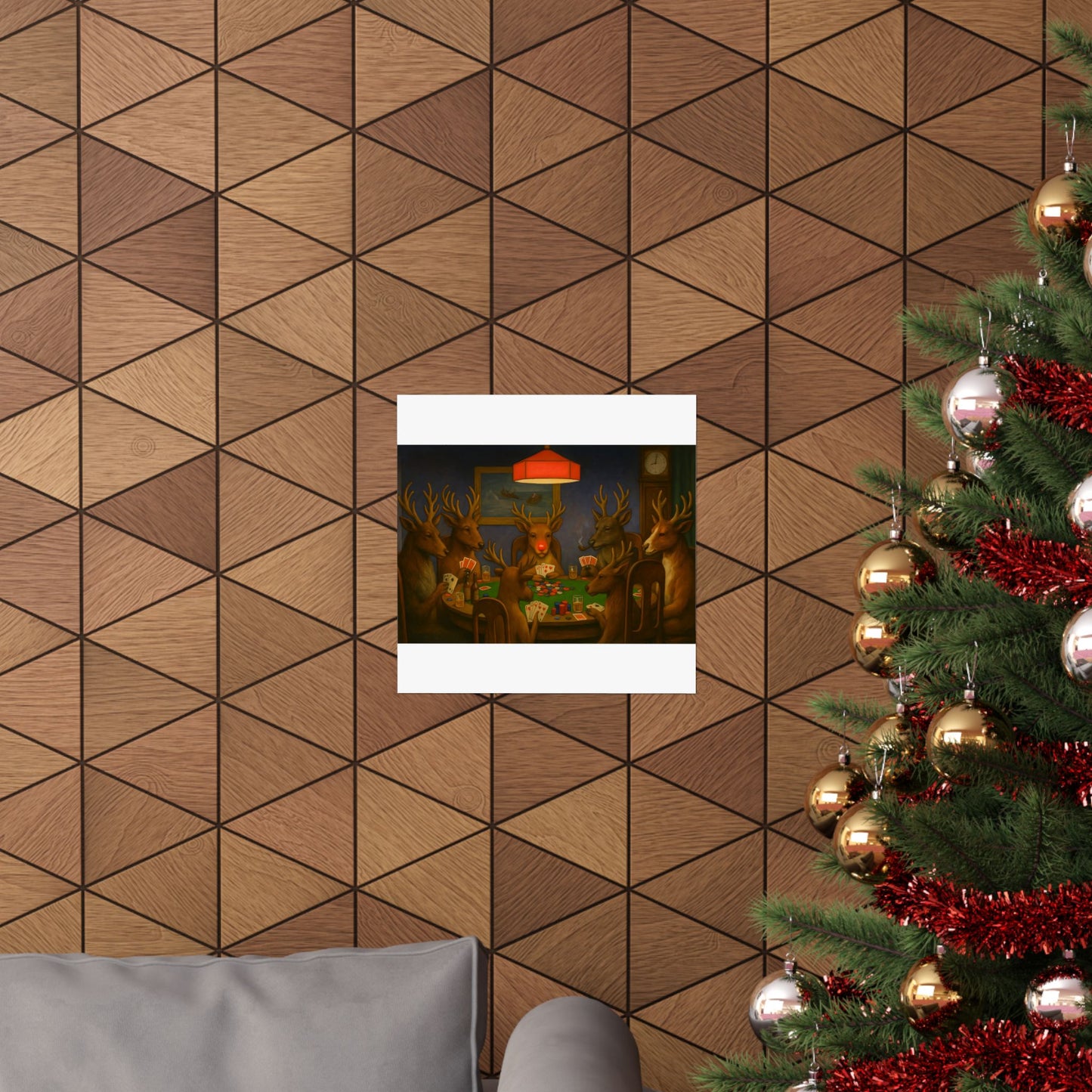 Rudolph Poker Night Poster | Matte Vertical Poster, Reindeer Card Game Art