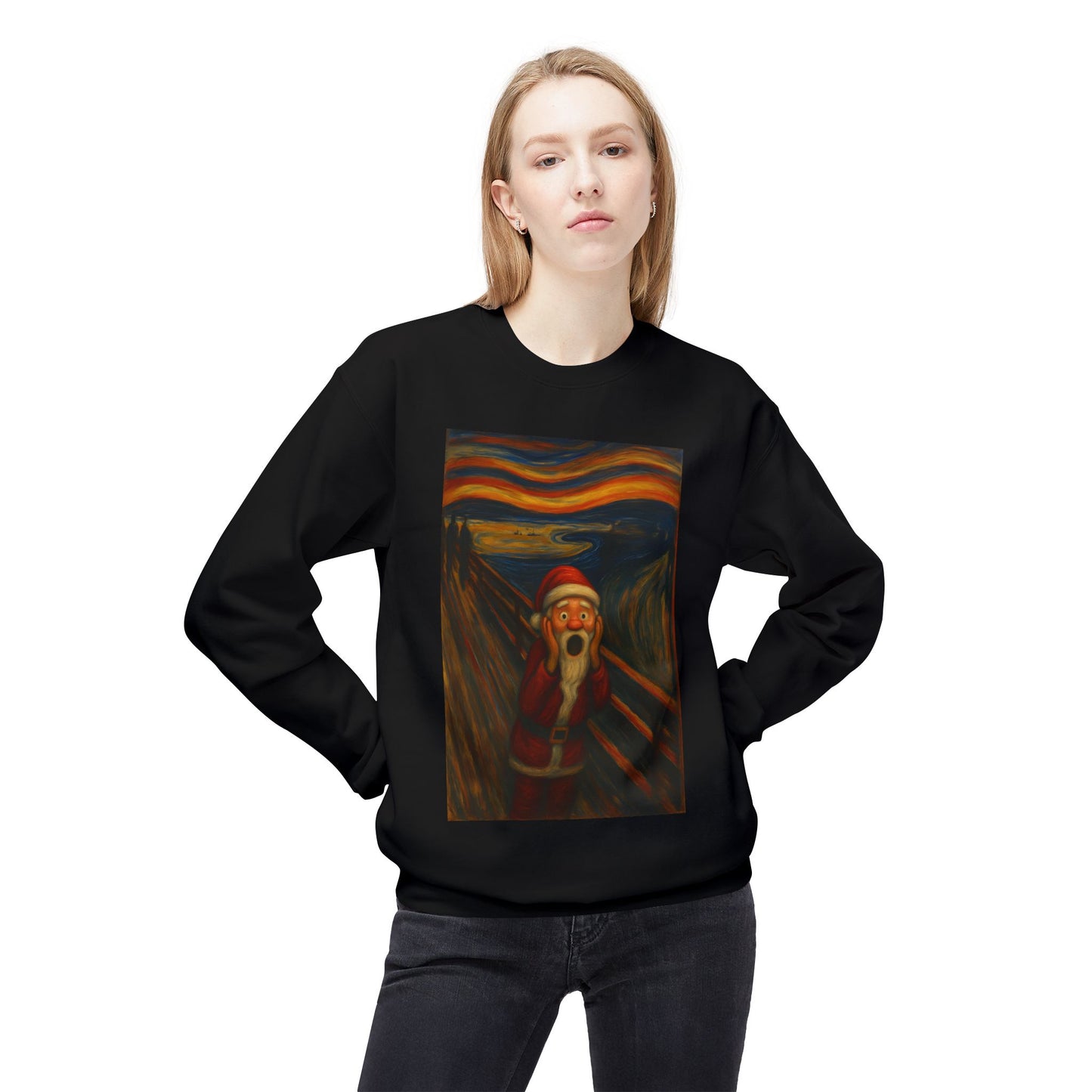 Santa Scream painting Crewneck Sweatshirt | Christmas holiday art