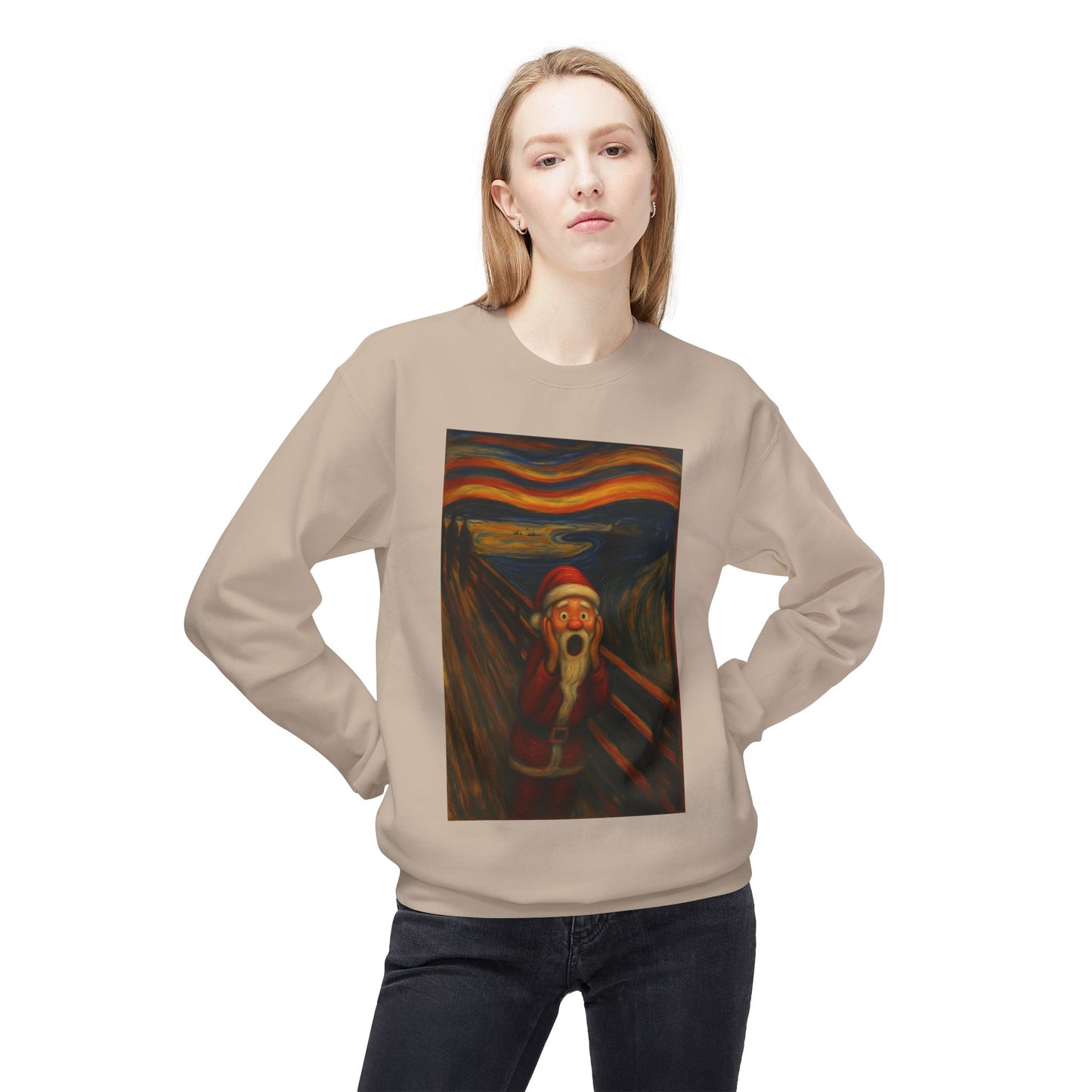 Santa Scream painting Crewneck Sweatshirt | Christmas holiday art