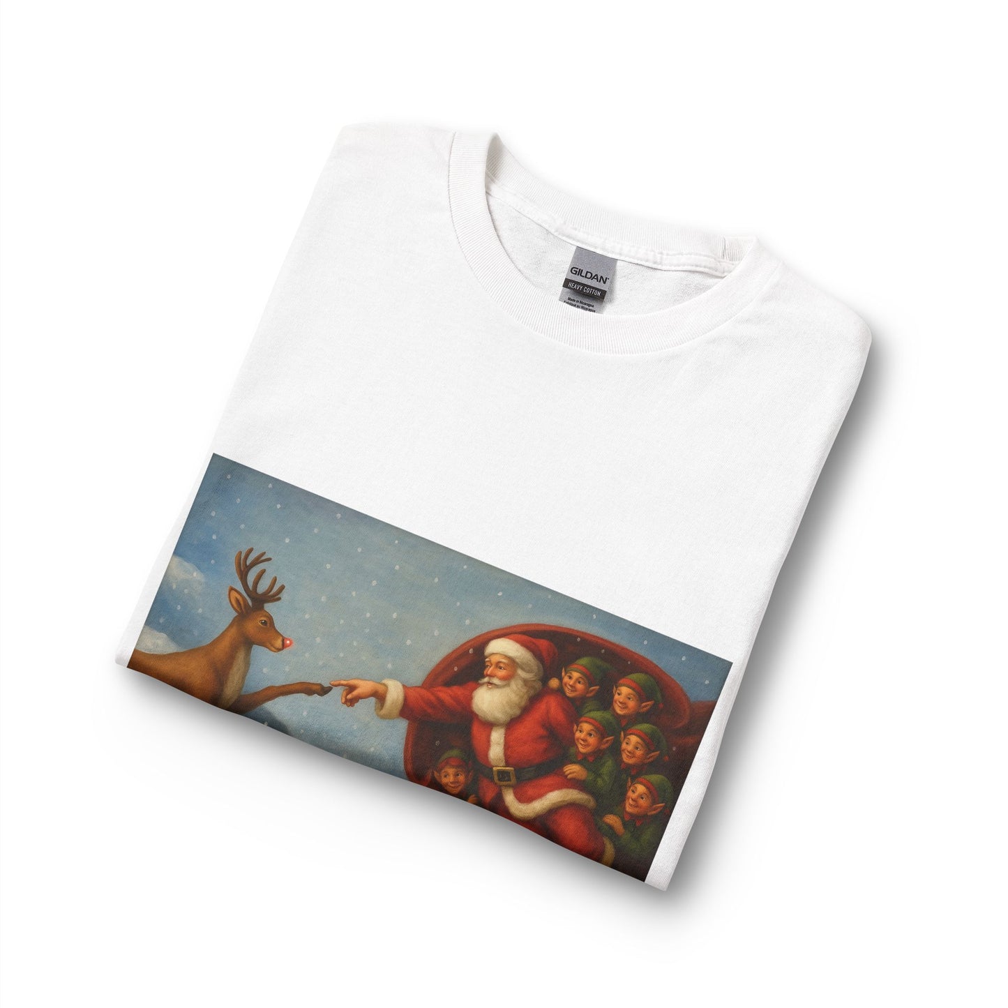Santa Reaching for Reindeer Long Sleeve Shirt | Christmas Holiday Illustration