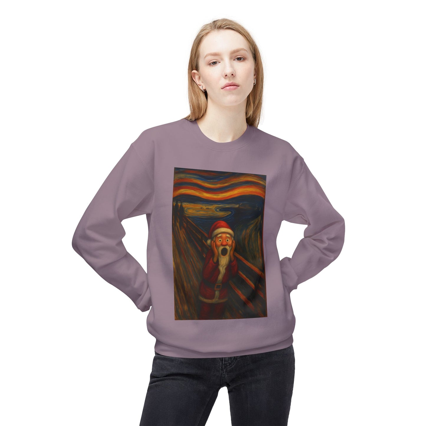 Santa Scream painting Crewneck Sweatshirt | Christmas holiday art