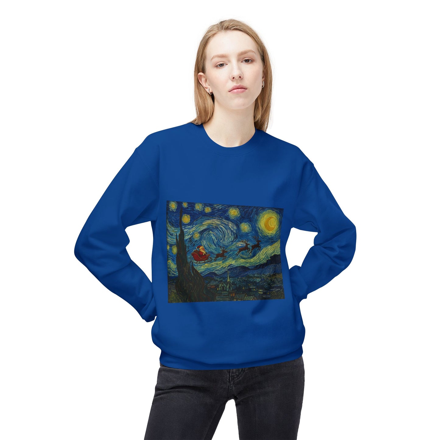 Starry Night Parody Crewneck Sweatshirt | Van Gogh Style Night Sky Print