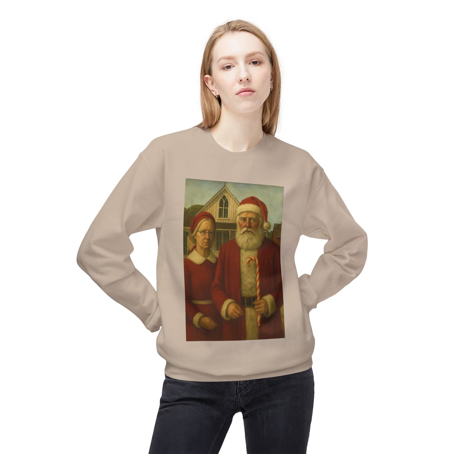 Santa and Mrs. Claus Portrait Sweatshirt | Vintage Holiday Illustration