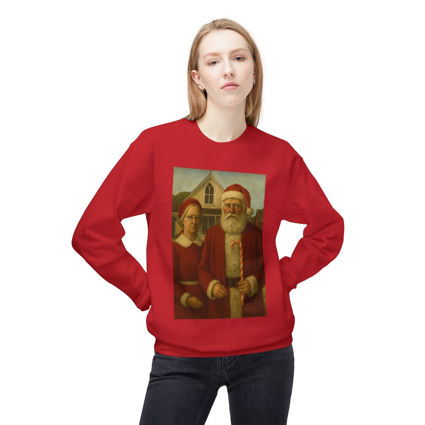 Santa and Mrs. Claus Portrait Sweatshirt | Vintage Holiday Illustration