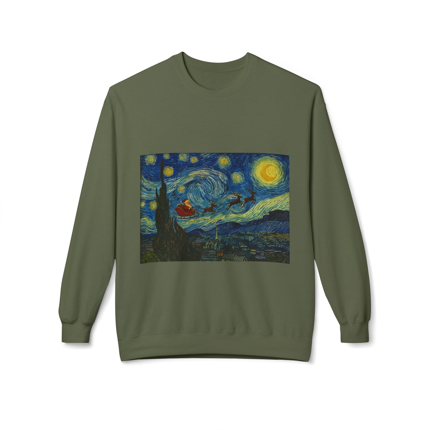 Starry Night Parody Crewneck Sweatshirt | Van Gogh Style Night Sky Print
