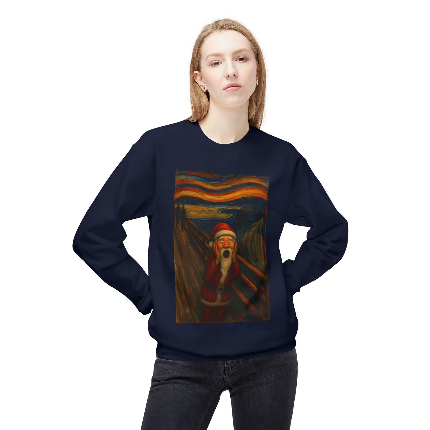 Santa Scream painting Crewneck Sweatshirt | Christmas holiday art