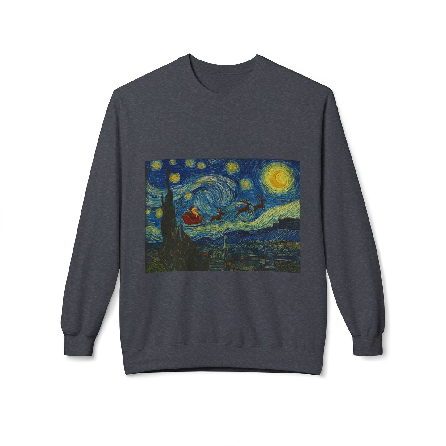 Starry Night Parody Crewneck Sweatshirt | Van Gogh Style Night Sky Print
