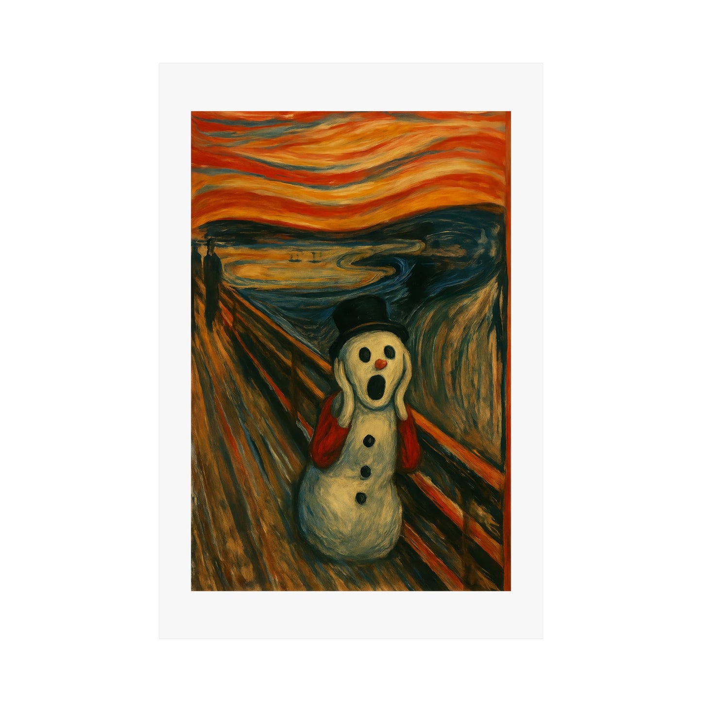 Screaming Snowman poster Matte Vertical Poster | Surreal Winter Art, Expressionist Print