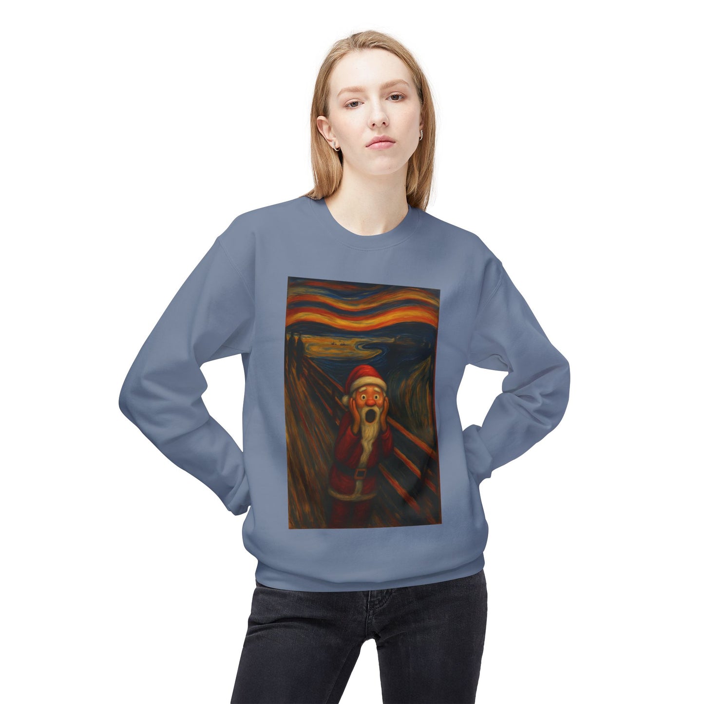 Santa Scream painting Crewneck Sweatshirt | Christmas holiday art