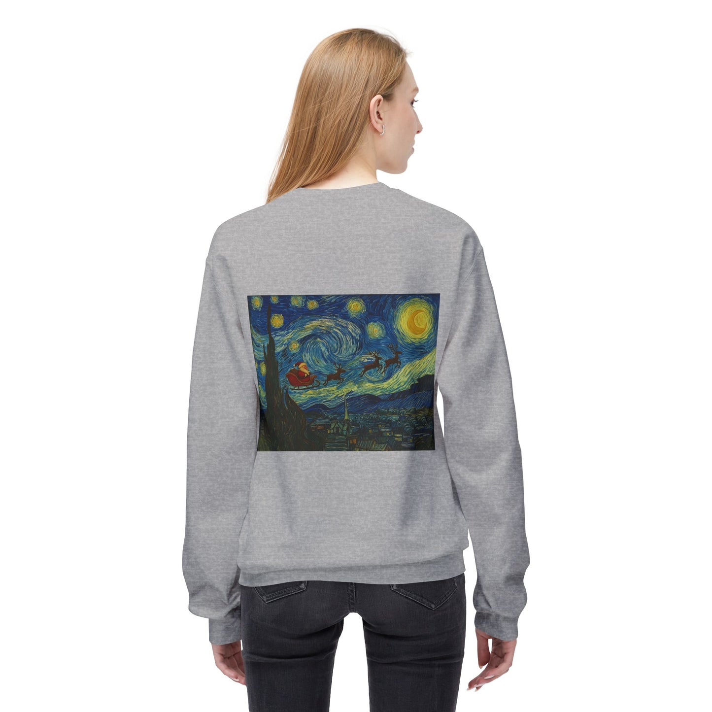Starry Night Parody Crewneck Sweatshirt | Van Gogh Style Night Sky Print