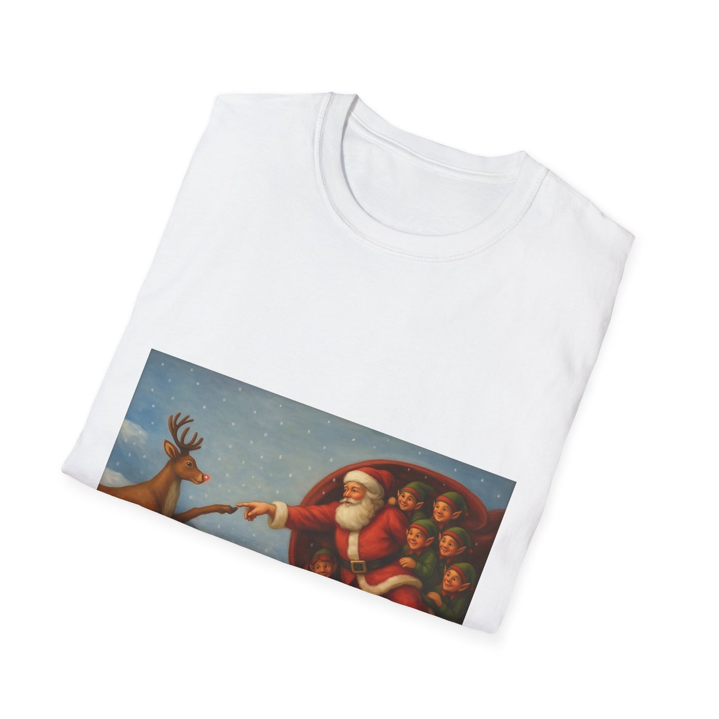 Santa and Reindeer T-Shirt | Christmas Holiday Illustration