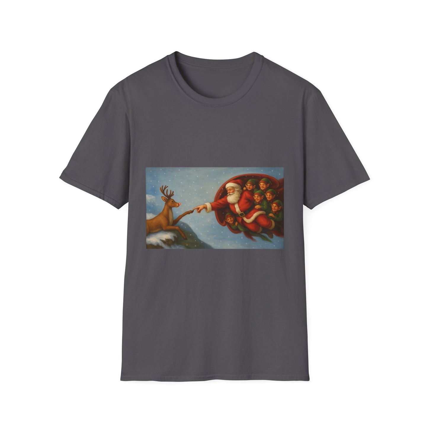 Santa and Reindeer T-Shirt | Christmas Holiday Illustration