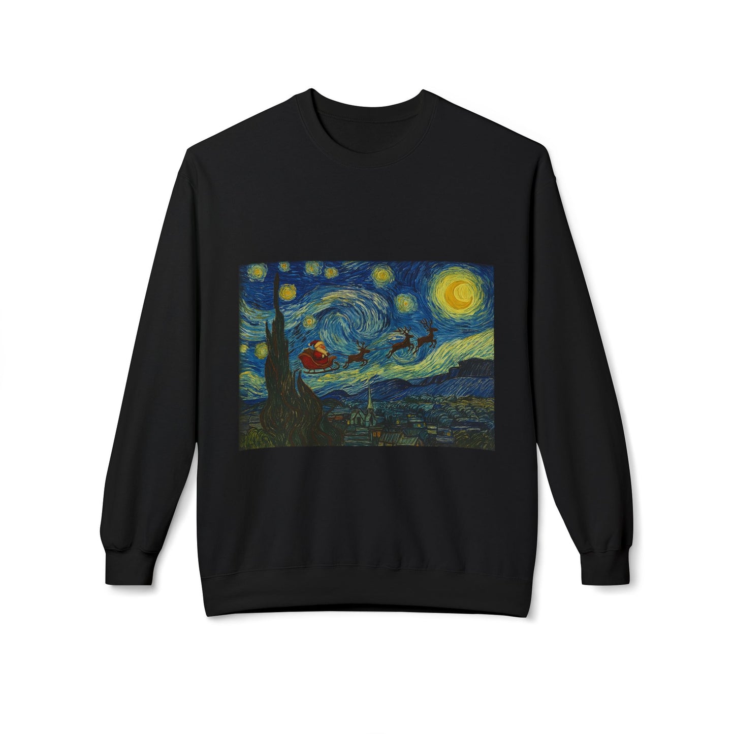 Starry Night Parody Crewneck Sweatshirt | Van Gogh Style Night Sky Print