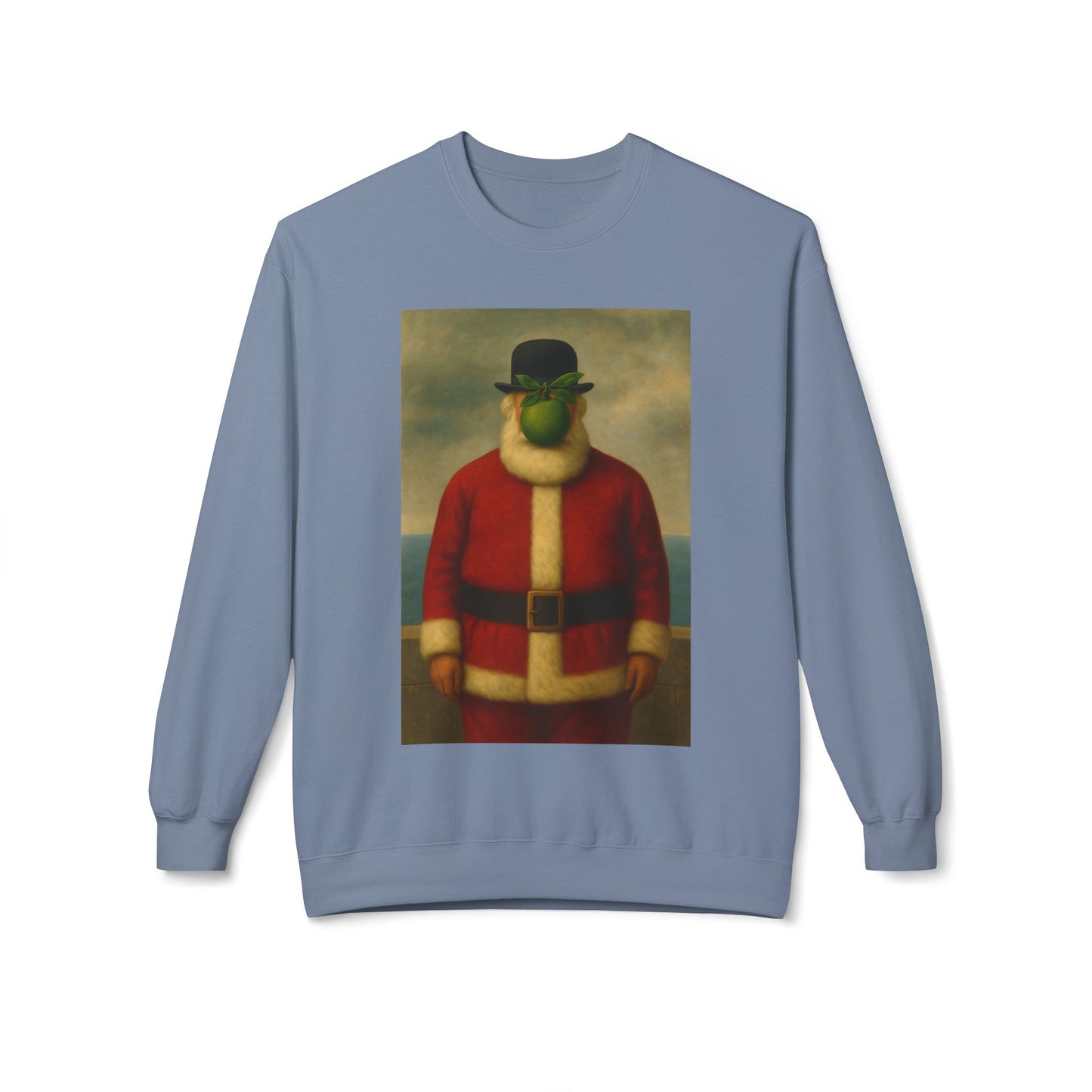 Surreal Pear Man Santa Sweatshirt | Holiday Art Hoodie-Style Crew
