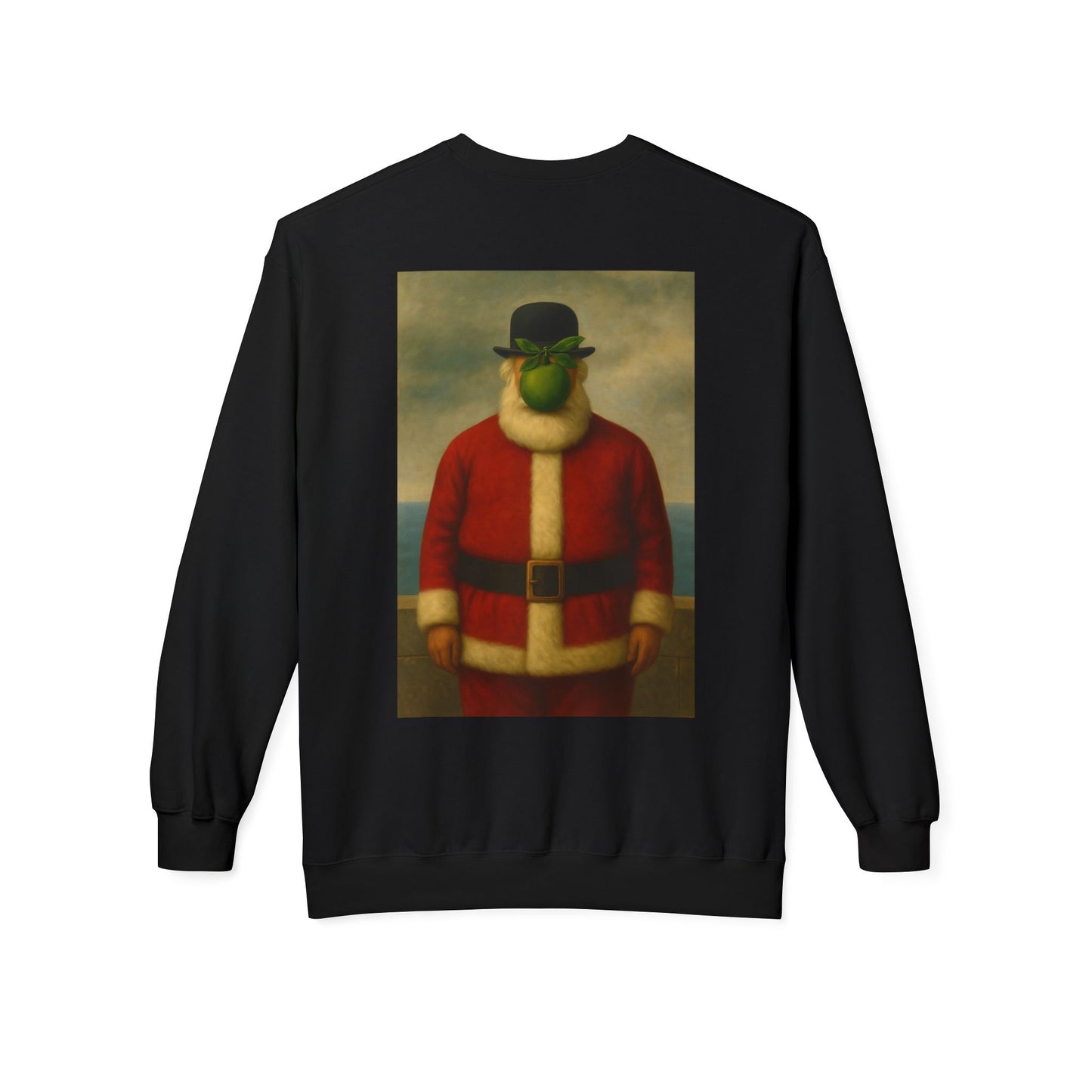 Surreal Pear Man Santa Sweatshirt | Holiday Art Hoodie-Style Crew