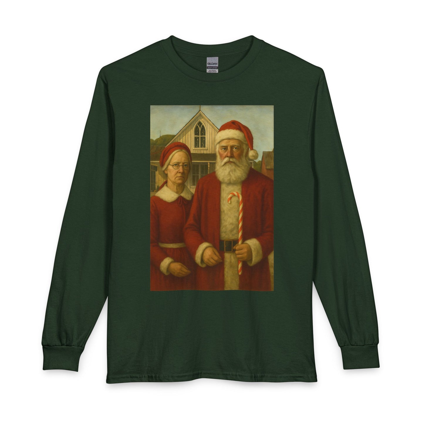 Vintage Santa and Mrs Claus Painting Long Sleeve Tee | Christmas Holiday Shirt