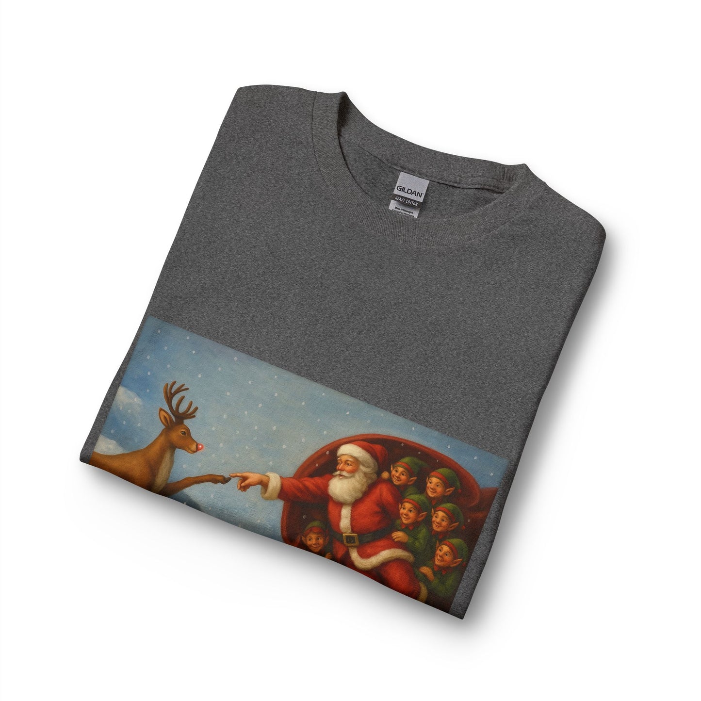 Santa Reaching for Reindeer Long Sleeve Shirt | Christmas Holiday Illustration