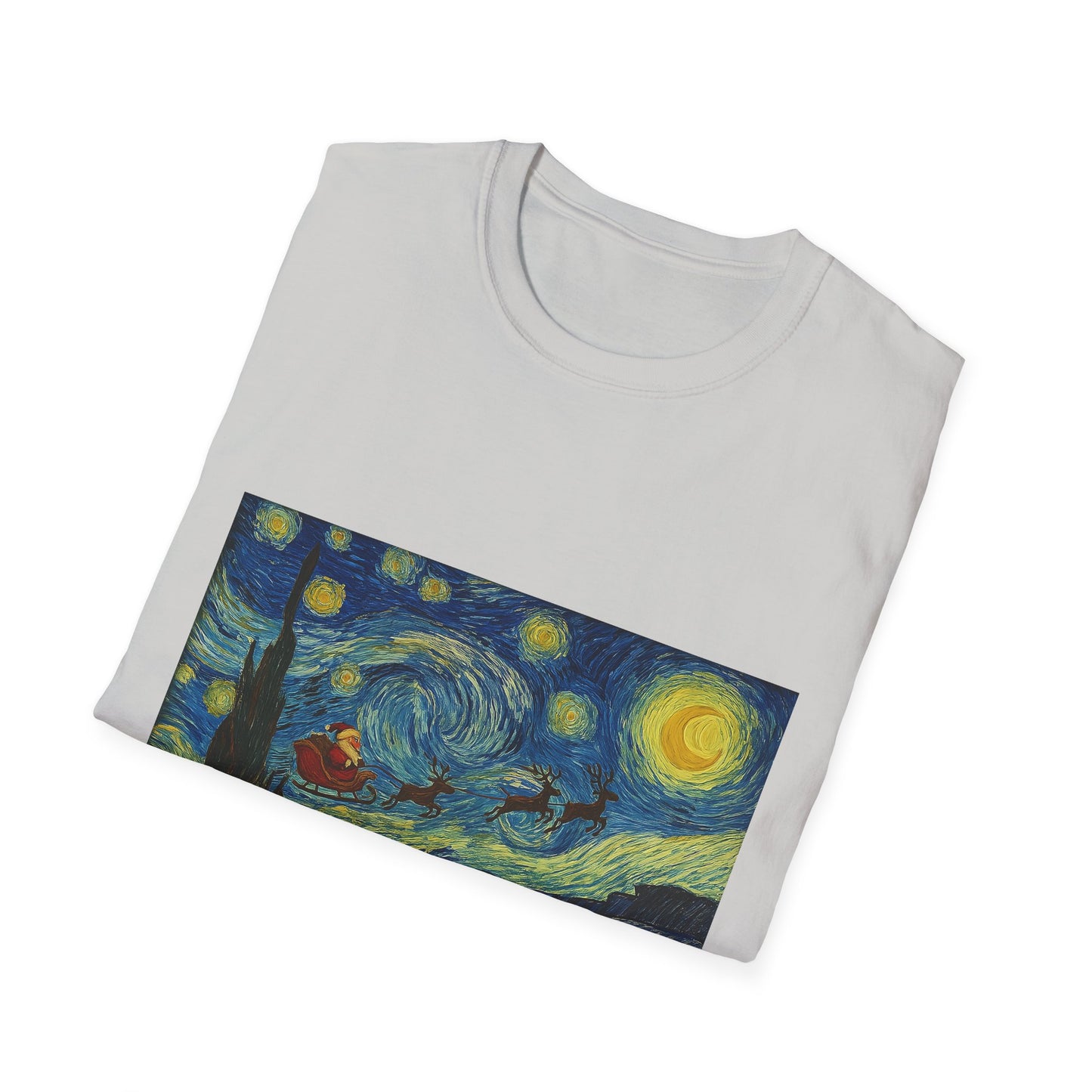 Starry Night Parody with Red Car T-Shirt | Van Gogh Style Night Sky Print