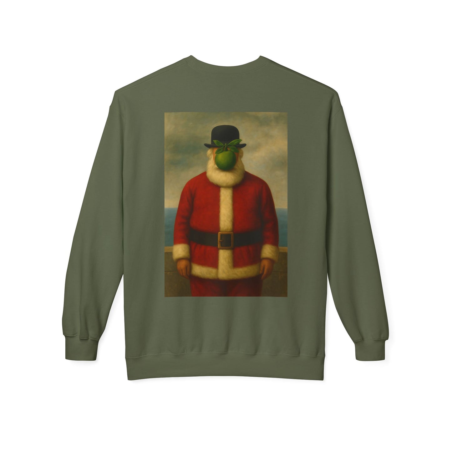 Surreal Pear Man Santa Sweatshirt | Holiday Art Hoodie-Style Crew