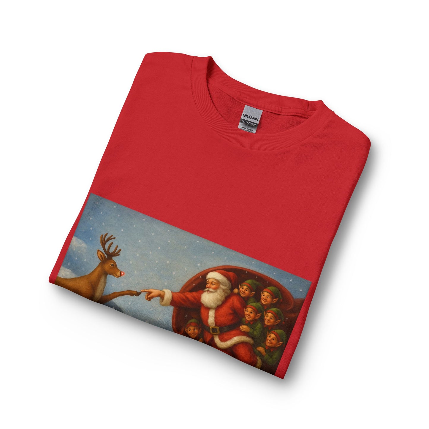 Santa Reaching for Reindeer Long Sleeve Shirt | Christmas Holiday Illustration