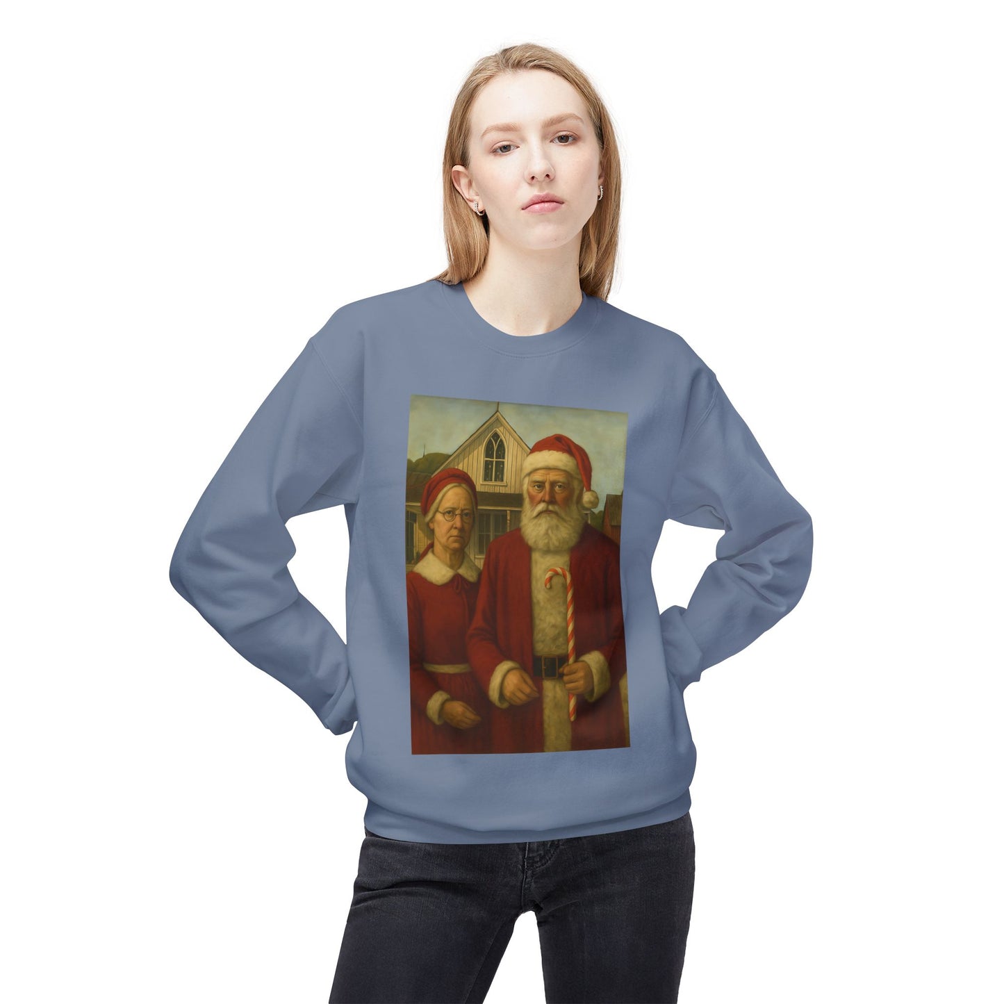 Santa and Mrs. Claus Portrait Sweatshirt | Vintage Holiday Illustration