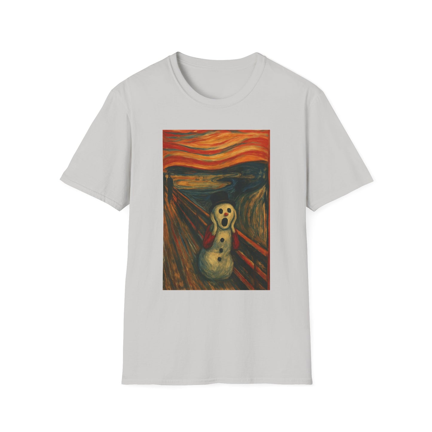 Screaming Figure Snowman T-Shirt | Surreal Expressionist Art Print