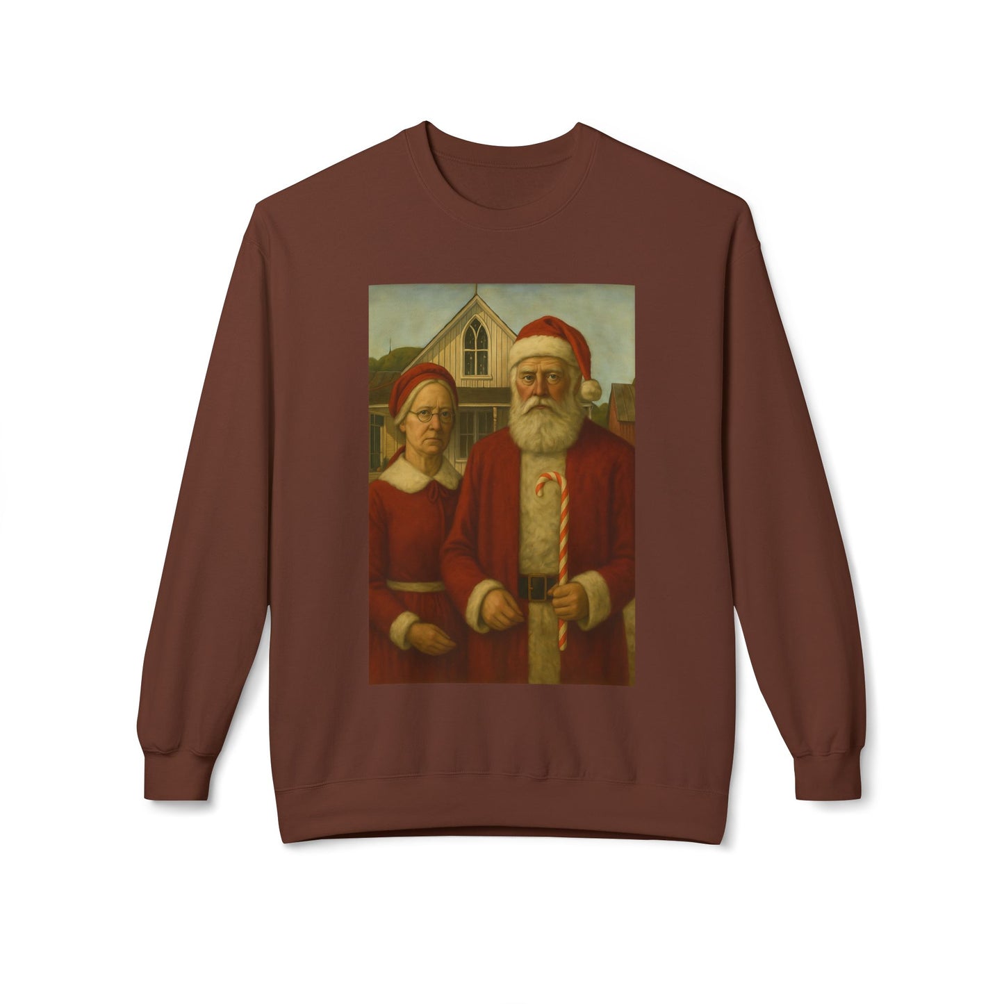 Santa and Mrs. Claus Portrait Sweatshirt | Vintage Holiday Illustration