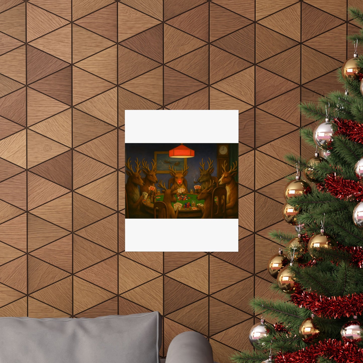 Rudolph Poker Night Poster | Matte Vertical Poster, Reindeer Card Game Art