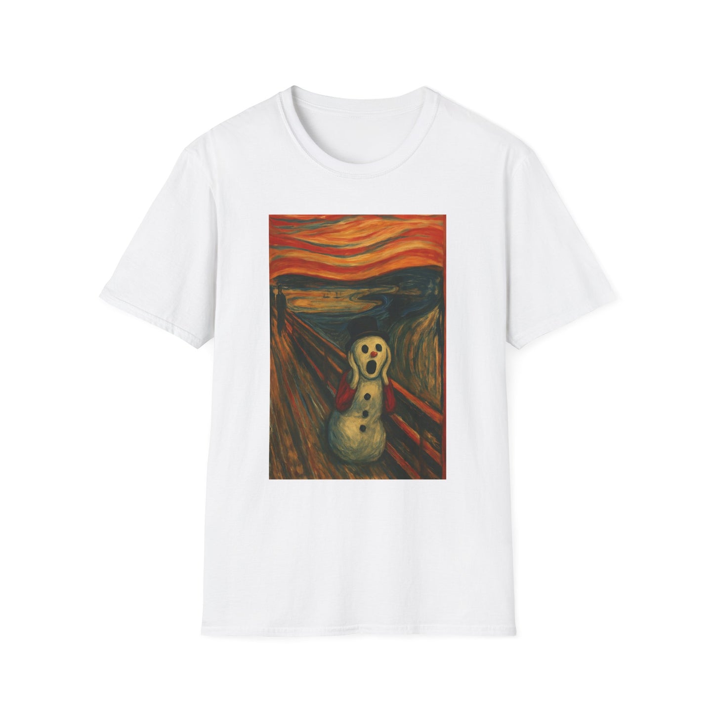 Screaming Figure Snowman T-Shirt | Surreal Expressionist Art Print