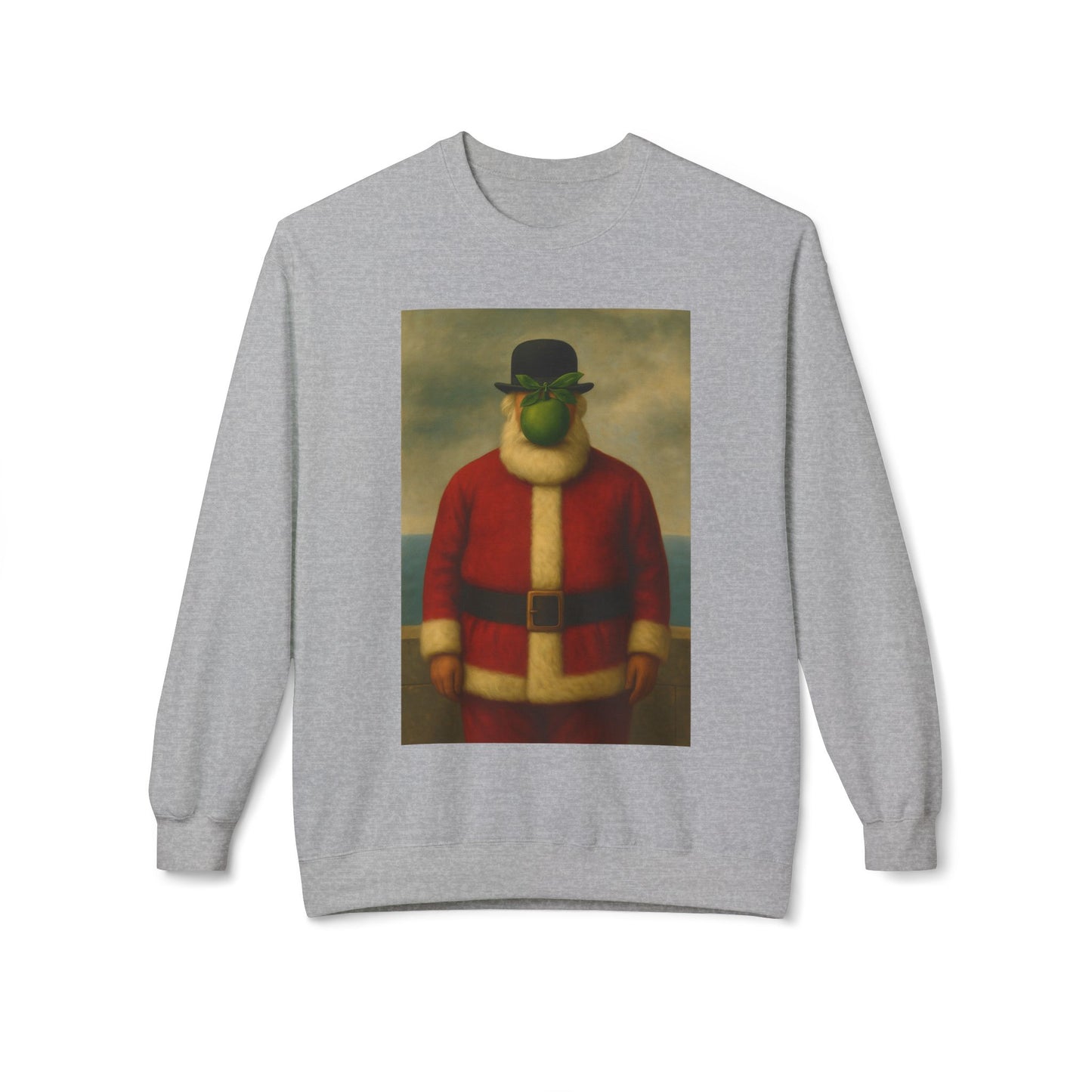 Surreal Pear Man Santa Sweatshirt | Holiday Art Hoodie-Style Crew