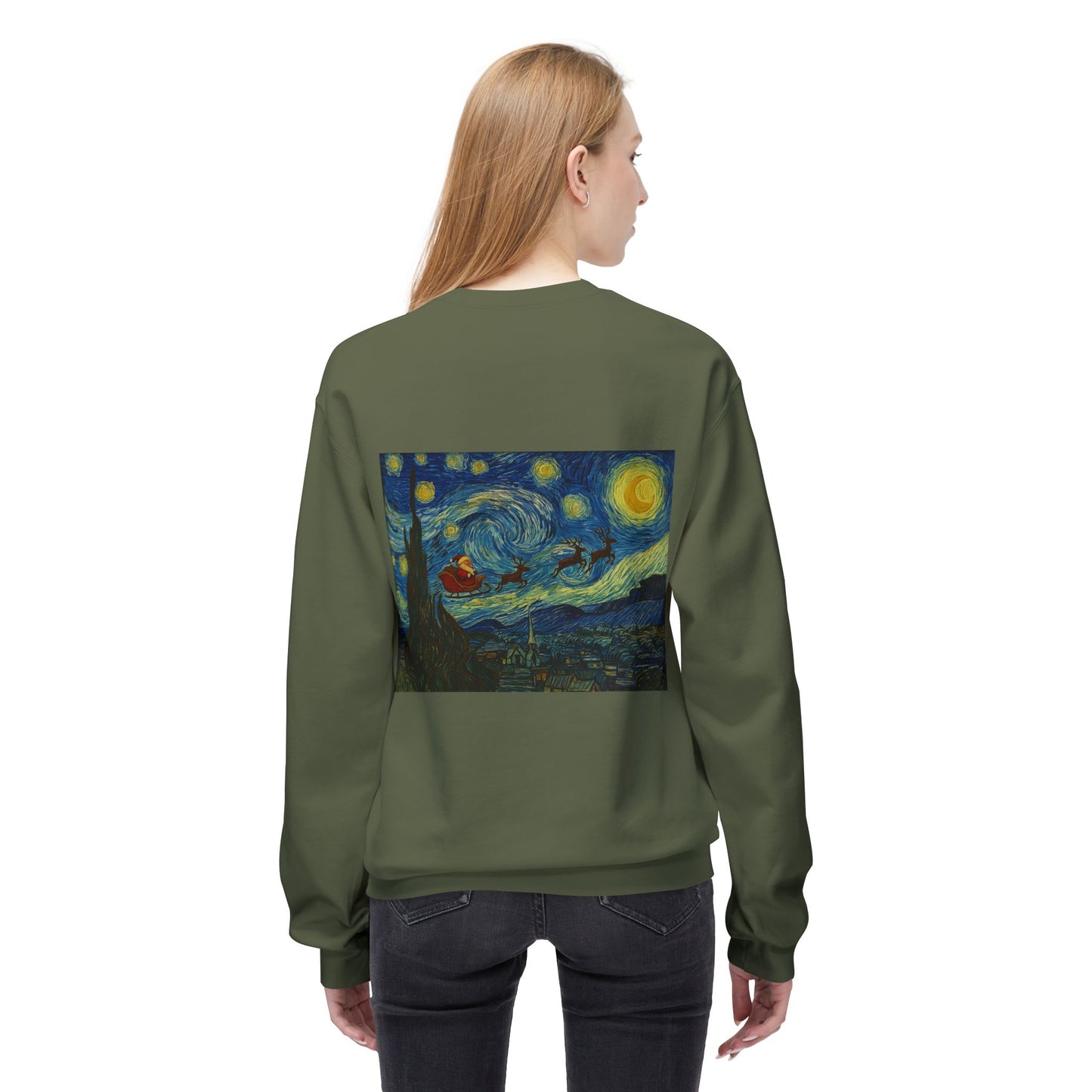 Starry Night Parody Crewneck Sweatshirt | Van Gogh Style Night Sky Print