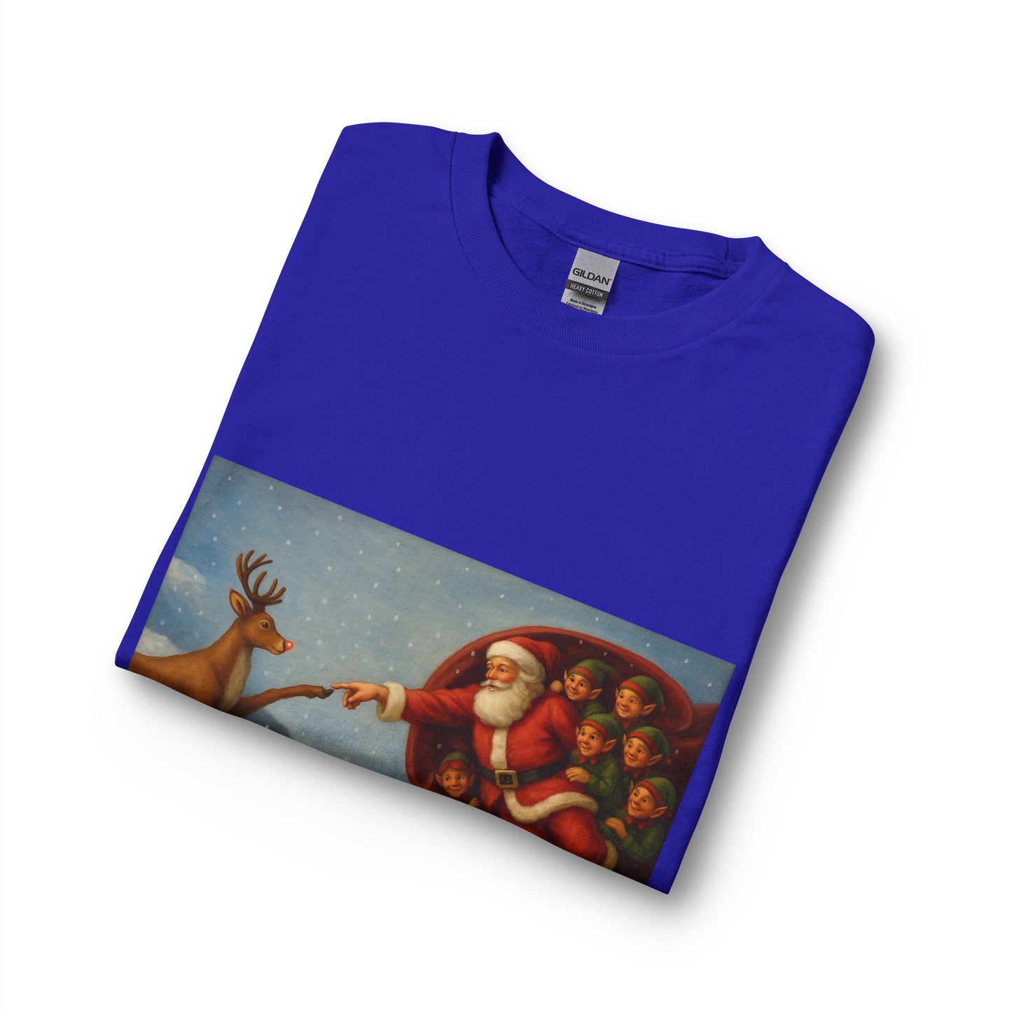 Santa Reaching for Reindeer Long Sleeve Shirt | Christmas Holiday Illustration