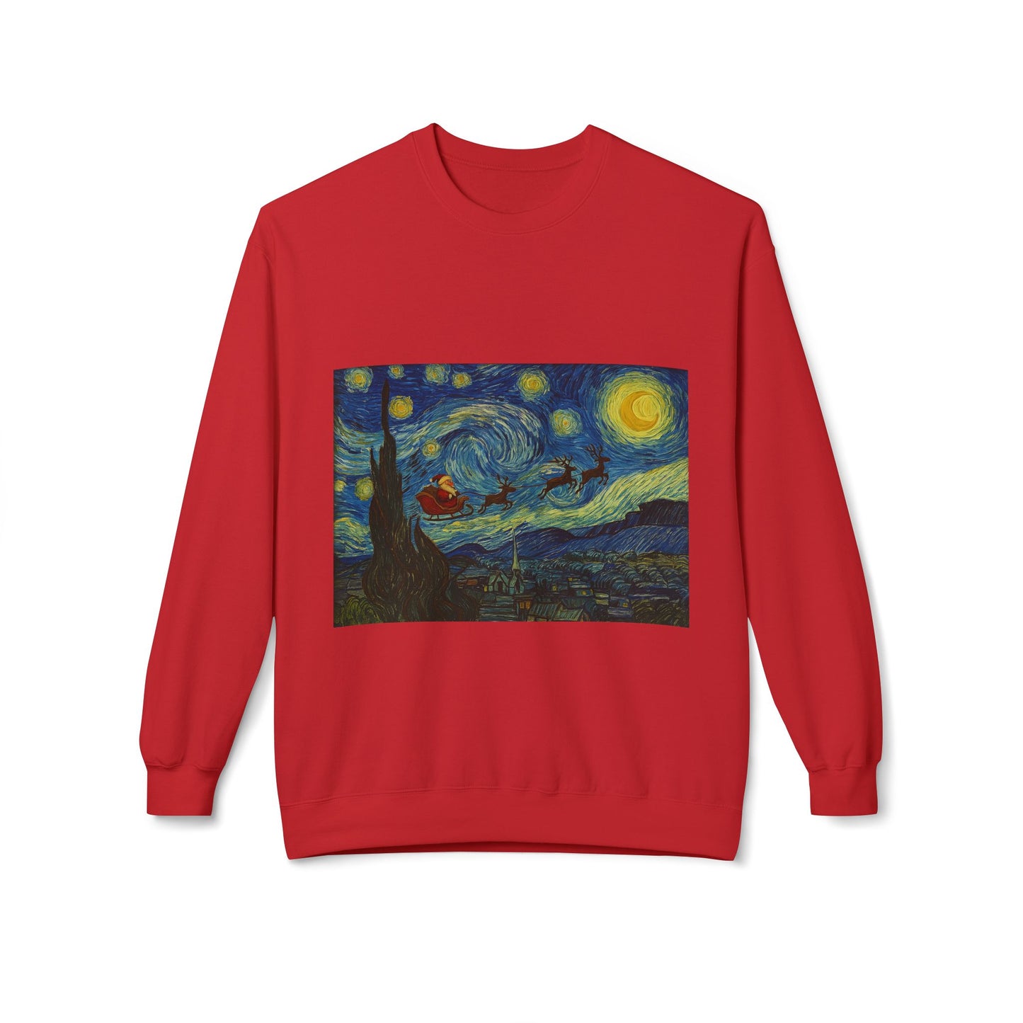 Starry Night Parody Crewneck Sweatshirt | Van Gogh Style Night Sky Print