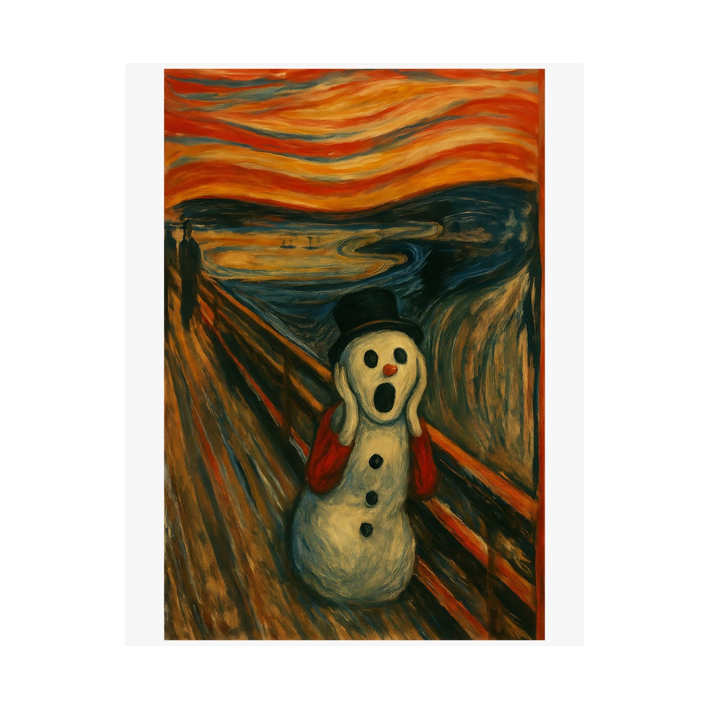 Screaming Snowman poster Matte Vertical Poster | Surreal Winter Art, Expressionist Print