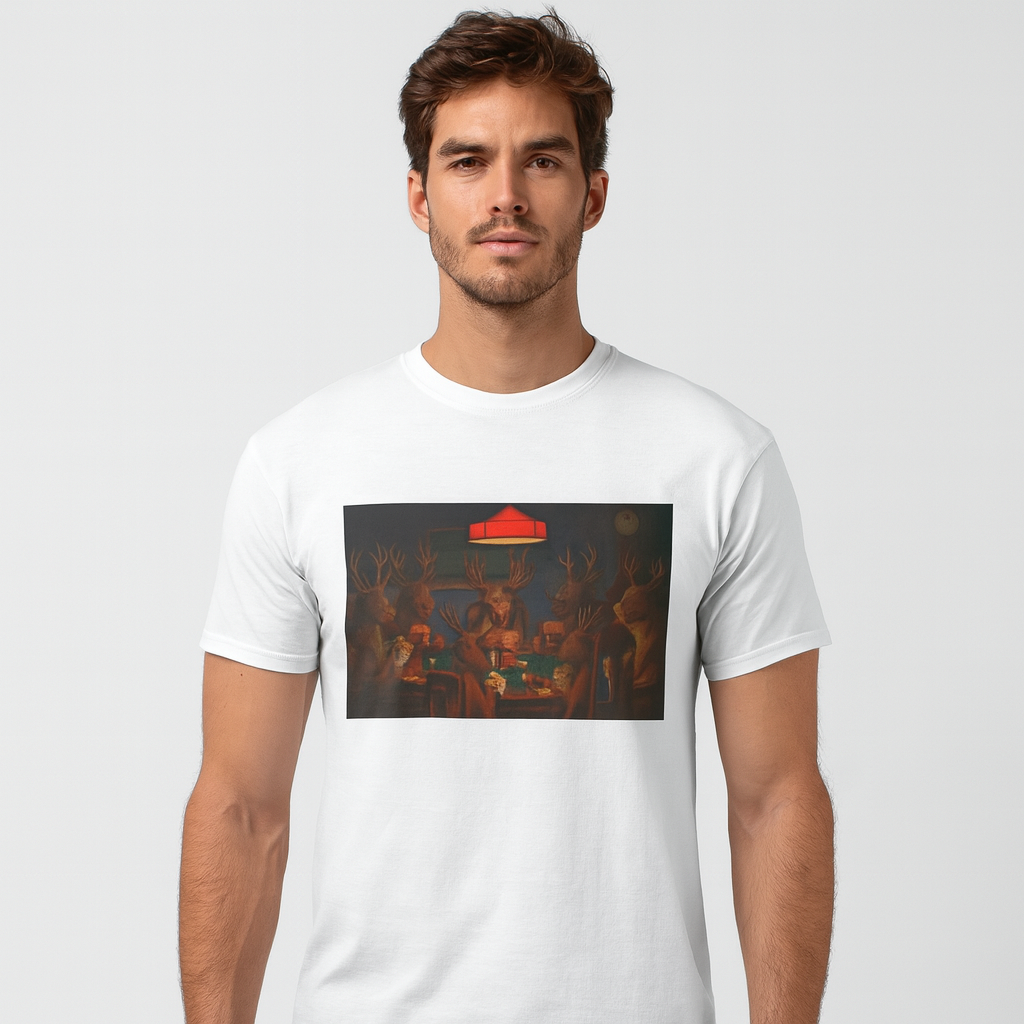 Forest Deer Poker Night T-Shirt | Woodland Animals Playing Cards