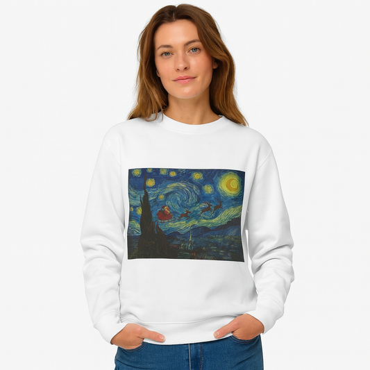 Starry Night Parody Crewneck Sweatshirt | Van Gogh Style Night Sky Print