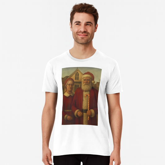 Vintage Santa Couple T-Shirt | Americana Gothic Christmas Portrait